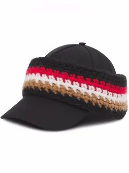 Бейсболка с вязаной вставкой BURBERRY, черный
