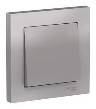 Выключатель Schneider Electric AtlasDesign, 1кл., индикатор/подсветка, скрытый монтаж, в сборе, алюминий (ATN000312)
