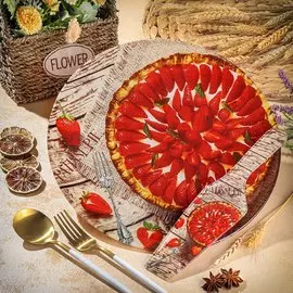 Блюдо стекло, круглое, 30 см, с лопаткой, Клубничный пирог, Daniks