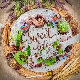 Блюдо стекло, круглое, 30 см, с лопаткой, Sweet life, Daniks