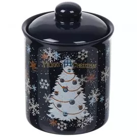 Банка для сыпучих продуктов, доломит, 0.55 л, с крышкой, Daniks, Зимняя сказка