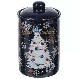 Банка для сыпучих продуктов, доломит, 0.75 л, с крышкой, Daniks, Зимняя сказка