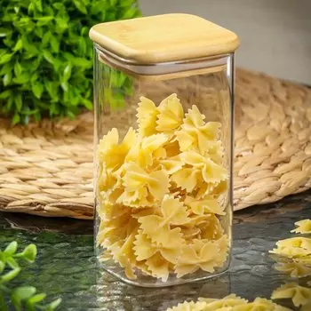 Банка для сыпучих продуктов, стекло, 0.8 л, 8х15.5 см, с крышкой, Daniks, Квадрато, STF80150