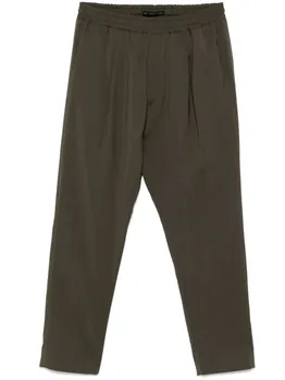 Зауженные брюки из вирджинской шерсти Low Brand, зеленый