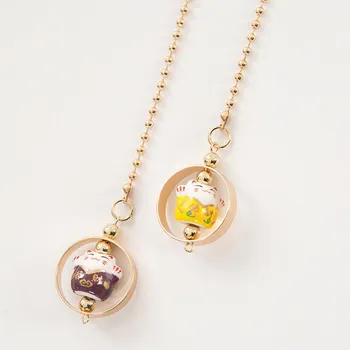 Автомобильный кулон Lucky Cat, зеркало заднего вида, украшение, керамика, сплав, аксессуары для приборной панели, подарок чёрный/красный