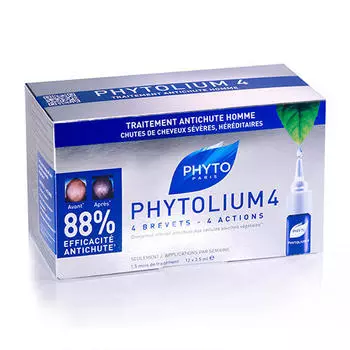 Phyto Фитолиум 4 сыворотка против выпадения волос для мужчин, 12 ампул по 3,5 мл (Phyto, Средства против выпадения волос)