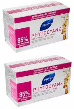 Phyto Комплект Фитоциан средство против выпадения и старения волос у женщин, 2 шт х 12 ампул (Phyto, Phytocyane)