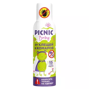 Picnic Аэрозоль для обработки детской одежды от клещей и комаров, 125 мл (Picnic, Baby)