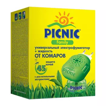 Picnic Комплект "Защита для семьи 45 ночей": электрофумигатор + жидкость от комаров, 30 мл (Picnic, Family)