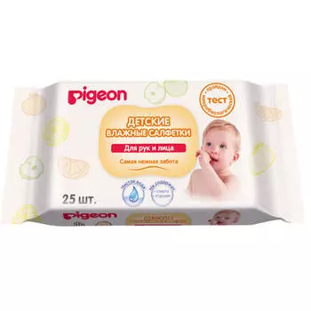 Pigeon Влажные салфетки для рук и лица 25 шт (Pigeon, Уход за малышом)