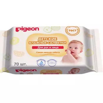 Pigeon Влажные салфетки для рук и лица 70 шт (Pigeon, Уход за малышом)