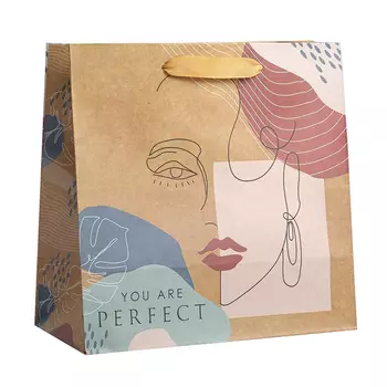 Подарочная упаковка Пакет крафтовый квадратный You are Perfect 22 × 22 × 11 см (Подарочная упаковка, Пакеты)
