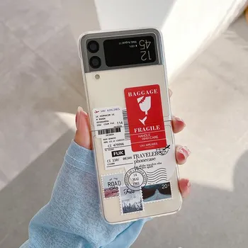 Забавный оригинальный чехол для телефона с этикеткой для Samsung Galaxy Z Flip 3 /Z Flip прозрачный жесткий чехол для задней панели из ПК For Samsung Z Flip