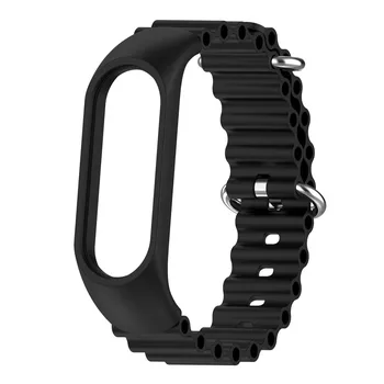 Сменный ремешок для часов Xiaomi Mi BAND 9 8 7 6 5 4 3 Двойная пряжка Аксессуары для часов Mi Band 3 4 NFC For Mi Band 7 6 5 4 3 чёрный