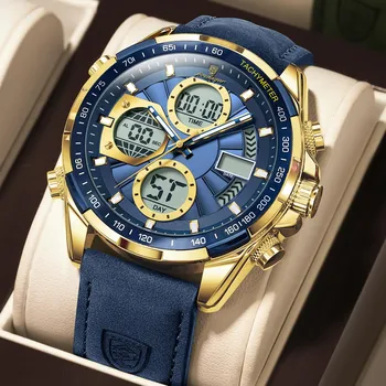 Luxury Men Watch Luminous Week Date Dual Time Display Digital Man Clock Alarm Electronic Men s Quartz Watches