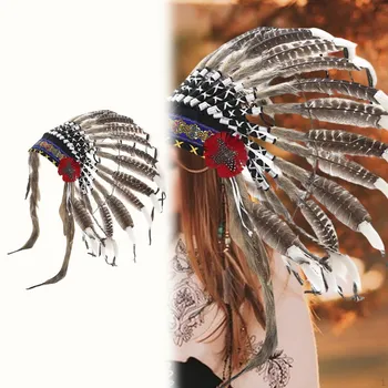 Indian Headdress Adjustable Costume Accessories for Fancy Dress красный