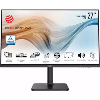 Монитор MSI Modern MD272QP 27'', 2560x1440, 16:9, IPS, 75 Гц, 250 cd/m2, 1000:1, HDMI, DP