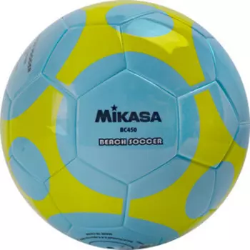 Мяч для пляжного футбола Mikasa BC450, р.5, 32 панели, термосшивка, голубо-желтый