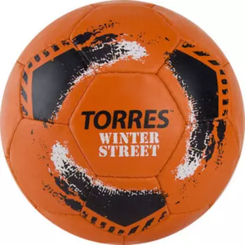 Мяч футбольный Torres Winter Street арт. F020285, р.5, 32 пан, рез, 4 подкл. слоя, руч. сшив,оранж-чер
