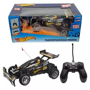Машинка на р/у - Hot Wheels Багги 1:20, черная, свет и звук