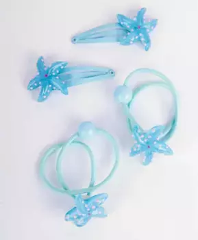 Комплект резинок и заколок, 4 шт. Button Blue (Без размера)