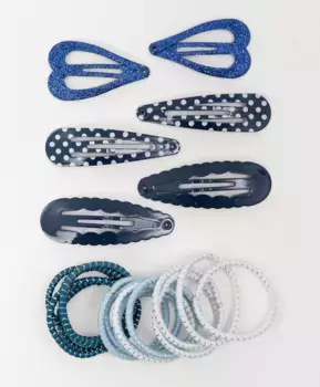 Комплект резинок и заколок для волос, 21 шт. Button Blue (Без размера)