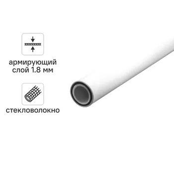 Труба полипропиленовая Ростерм Aqua армированная стекловолокном 40x5.5 мм SDR 7.4 PN 20 2 м