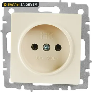 Розетка встраиваемая IEK Brite РС10-1-0-БрКр без заземления цвет бежевый