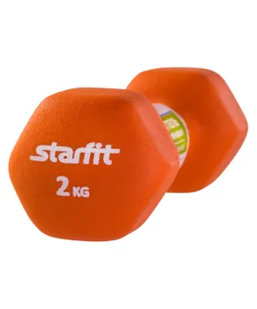 Гантель неопреновая STARFIT DB-201 2 кг, оранжевый (1 шт.) 1/10
