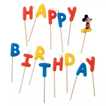 Свечи-буквы Happy Birthday - Микки Маус, 14 штук