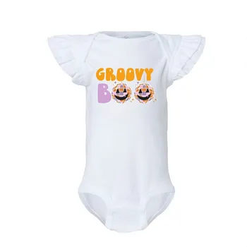 Боди Groovy Boo Baby с развевающимися рукавами The Juniper Shop, белый