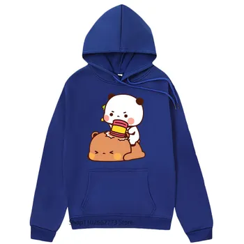 Смешная толстовка с капюшоном Bubu и Dudu Brownie Bear для пары, кавайная, с милым принтом, женская одежда, мужская, повседневная, зимняя, осенняя толстовка с капюшоном S
