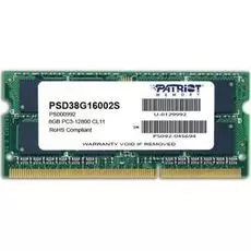 Модуль памяти SODIMM DDR3 8GB Patriot Memory PSD38G16002S PC3-12800 1600MHz CL11 1.5V RTL
