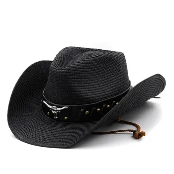 Соломенная ковбойская женская шляпа, модная соломенная шляпа Cattleman Crease Western Cowboy, широкополая шляпа от солнца для женщин и мужчин