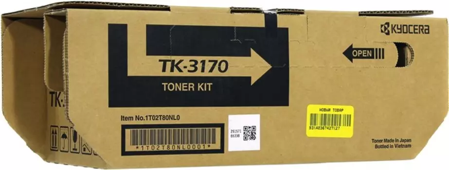 Картридж лазерный Kyocera TK-3170/1T02T80NL0, черный, 15500 страниц, оригинальный для Kyocera P3050dn, P3055dn, P3060dn