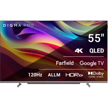 Телевизор Digma Pro QLED 55L Google TV Frameless черный/серебристый