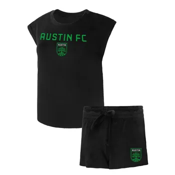 Женский комплект для сна, черная футболка и шорты Concepts Sport Austin FC Intermission