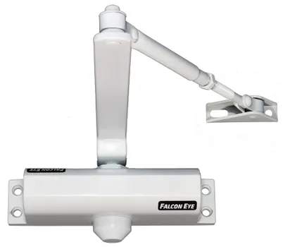 Доводчик 6 класс верхний монтаж, двери до 120 кг, белый, Falcon Eye FE-B5W