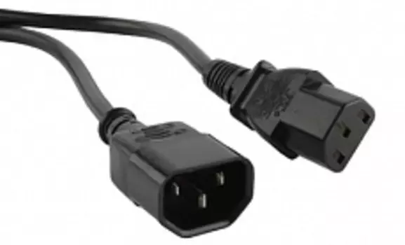 Кабель питания IEC-320-C13-IEC-320-C14, 10A, 220В, 3м, черный Hyperline (PWC-IEC13-IEC14-3.0-BK)