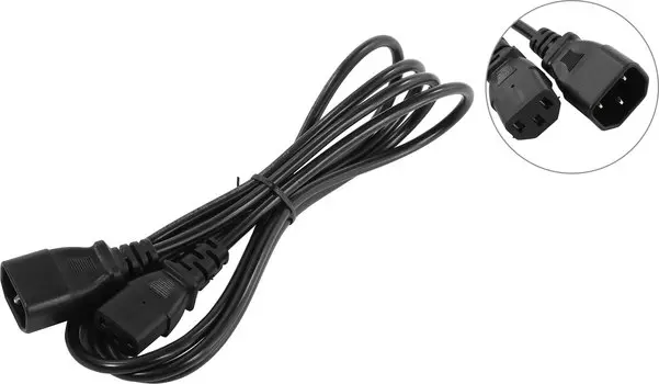 Кабель питания IEC-320-C13-IEC-320-C14, 220В, 1.8 м, черный Telecom (TE001-CU0.5-1.8м)