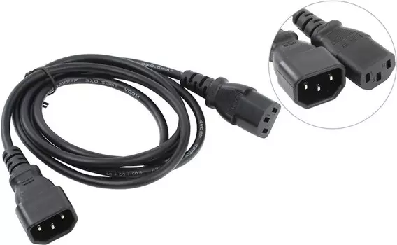 Кабель питания IEC-320-C13-IEC-320-C14, 1.8м, черный VCOM (CE001-CU0.5-1.8M)