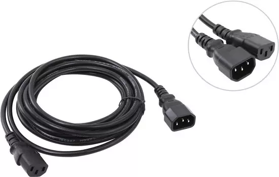 Кабель питания IEC-320-C13-IEC-320-C14, 5м, черный VCOM (CE001-CU0.75-5M)