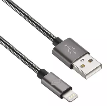 Кабель Lightning 8-pin-USB, 2A, 1.2м, темно-серый Digma (1080347)