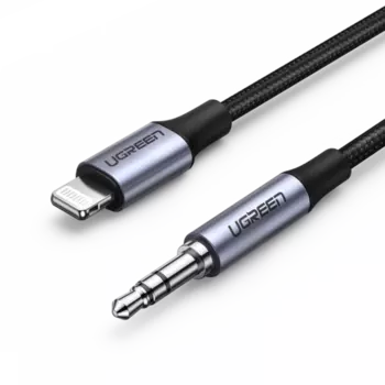 Кабель Lightning 8-pin(M)-Jack 3.5mm(M), 2 м, черный UGREEN US315 (70862)