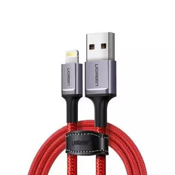 Кабель Lightning 8-pin-USB, экранированный, 1A, 1м, красный UGREEN US293 (80635)