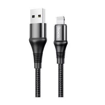 Кабель Lightning 8-pin-USB, экранированный, 2.4A, 1м, черный HOCO Excellent X50 (6931474734198)
