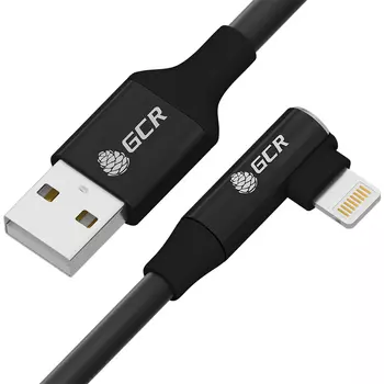 Кабель Lightning 8-pin-USB, MFi, угловой, 2.4A, 1.3м, черный Greenconnect Premium GCR-IP35 (GCR-53437)