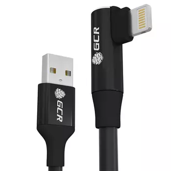 Кабель Lightning 8-pin-USB, MFi, угловой, 2.4A, 70см, черный Greenconnect Premium (GCR-53436)
