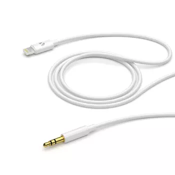 Кабель Lightning 8-pin(M)-Jack 3.5mm(M), экранированный, 1.2м, белый Deppa (72232)