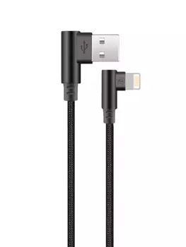 Кабель Lightning 8-pin(m)-USB 2.0(Am), угловой, 2.1A, 1м, черный Exployd (EX-K-540)